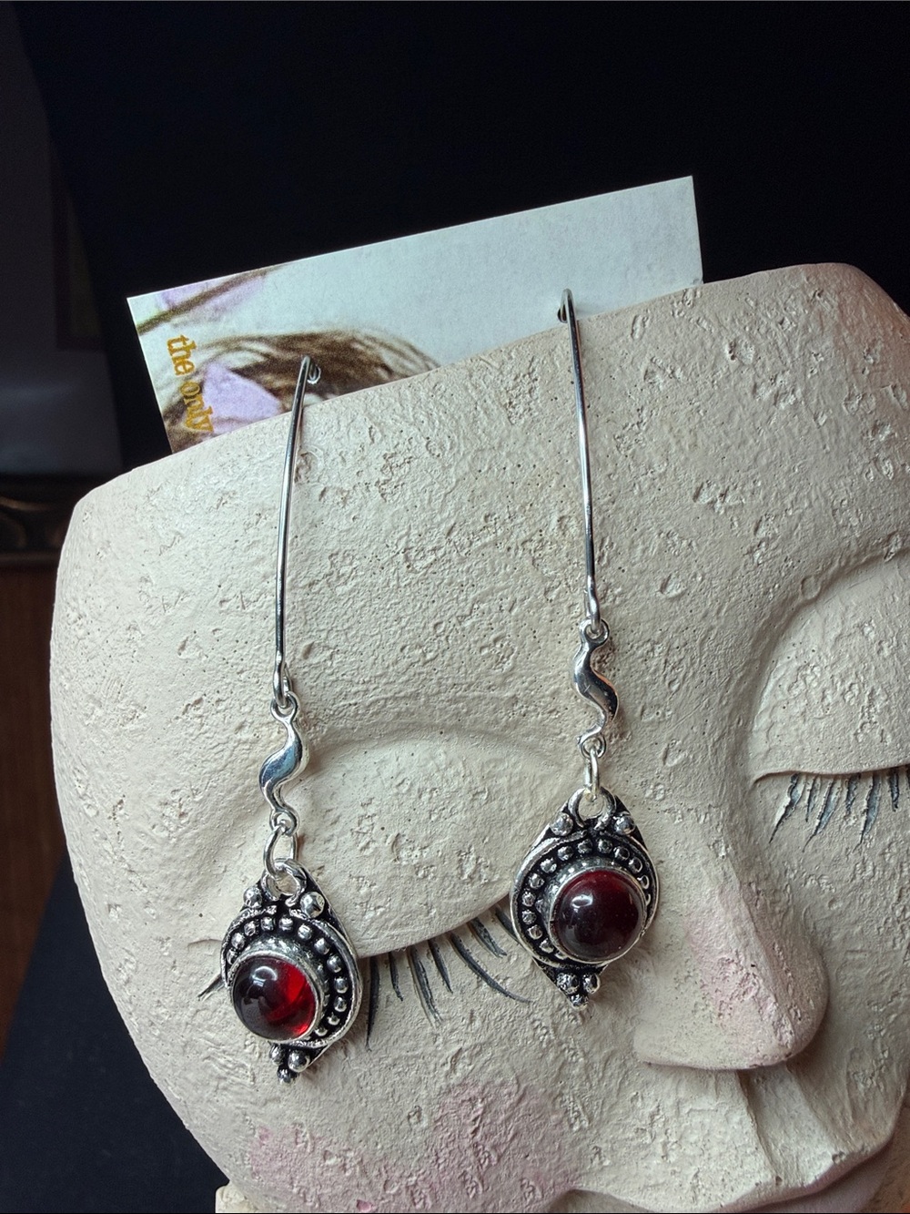 Sterling-Style Red Garnet Drop Earrings - Artisan Women Jewelry